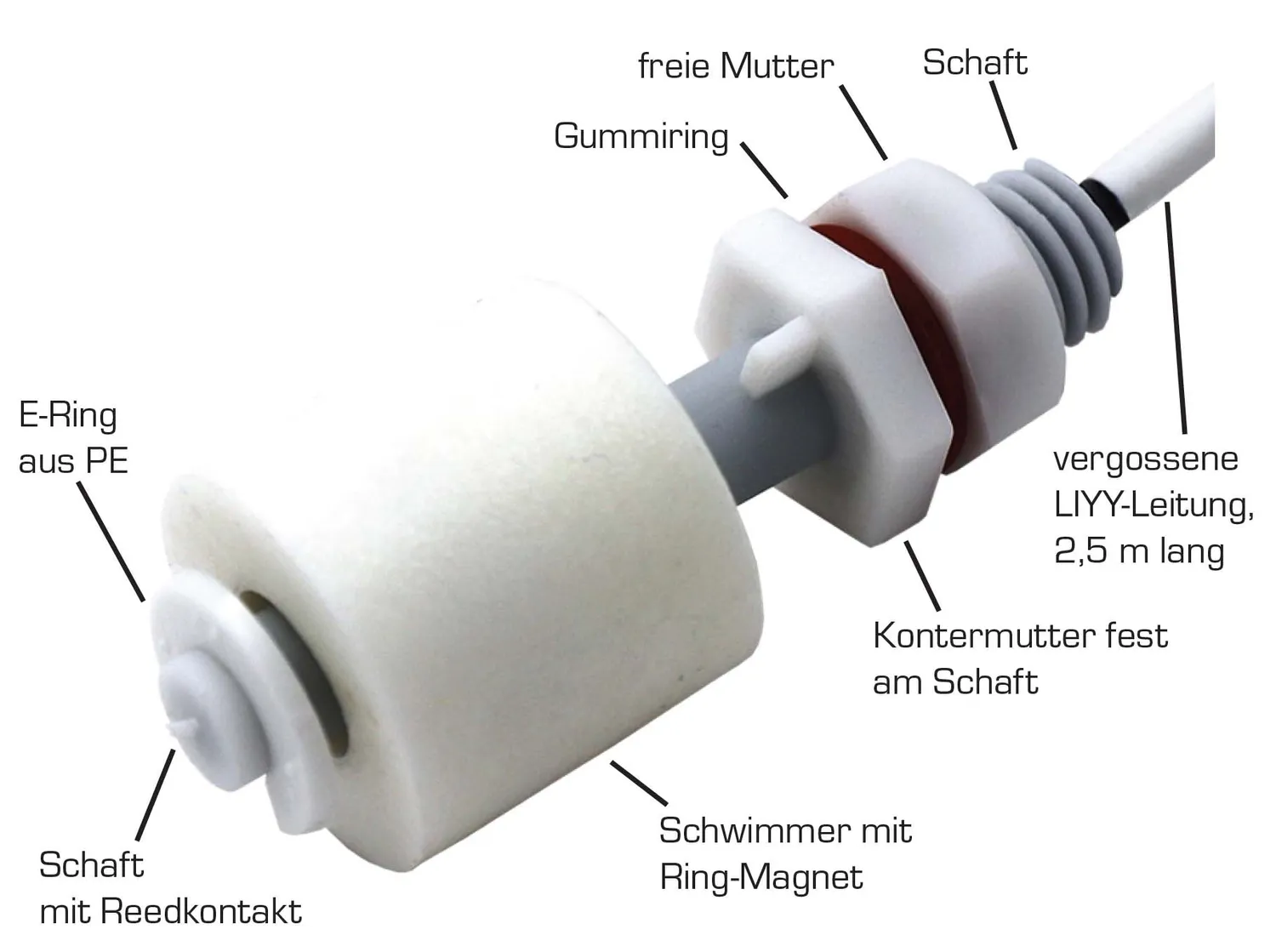 Schabus SHT 5012 mini-vlotterschakelaar PP met wisselcontact