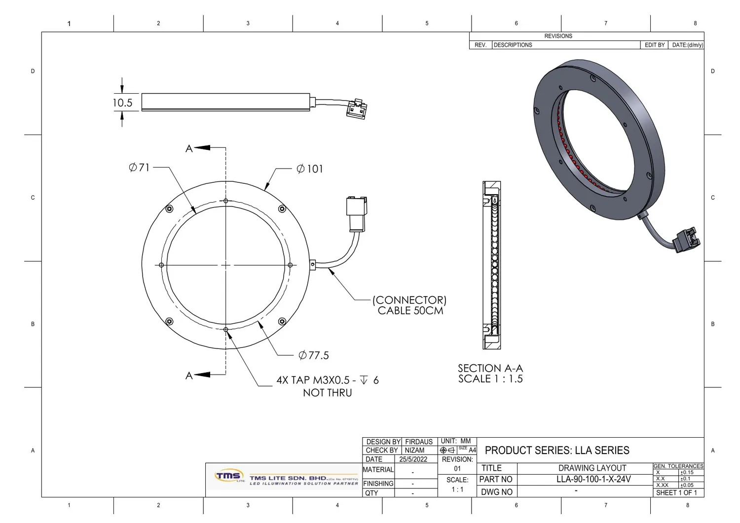 IoLite-vision LLA-90-100-1 LED-lijnlicht low angle