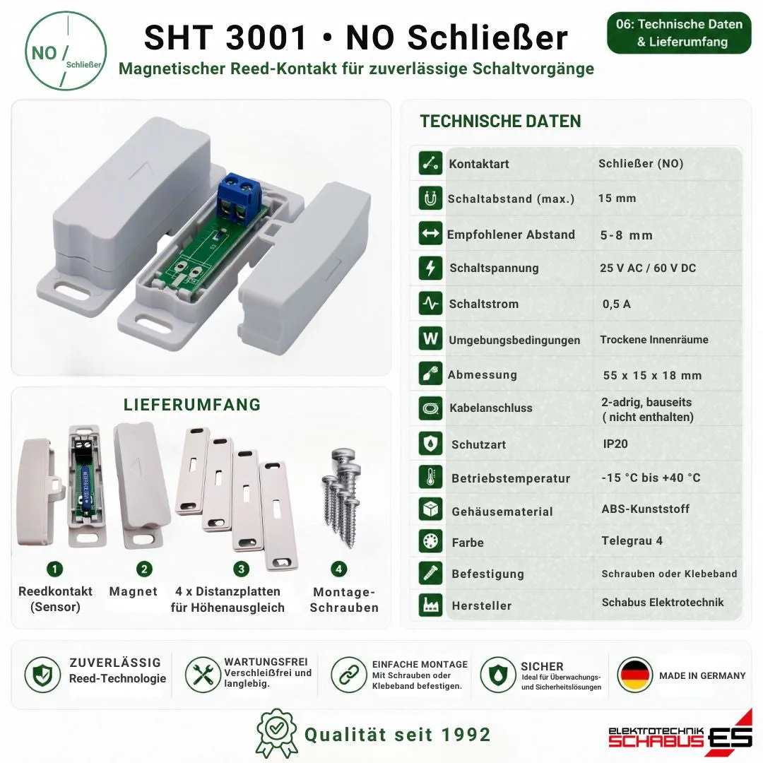 Schabus SHT 3001 magneetcontact sluiter telegrijs