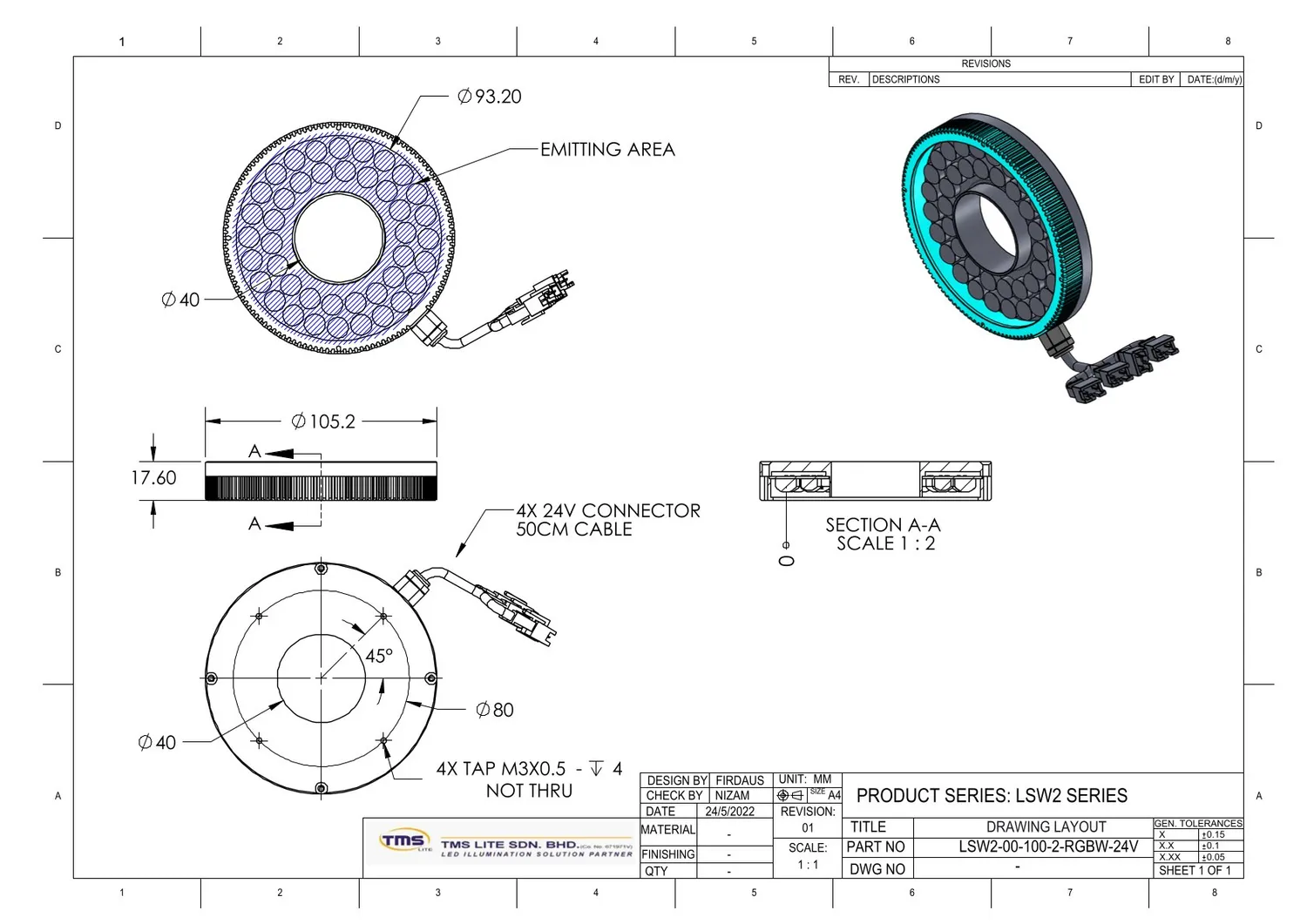 IoLite-vision LSW2-00-100-2-RGBW-24V LED-array RGBW