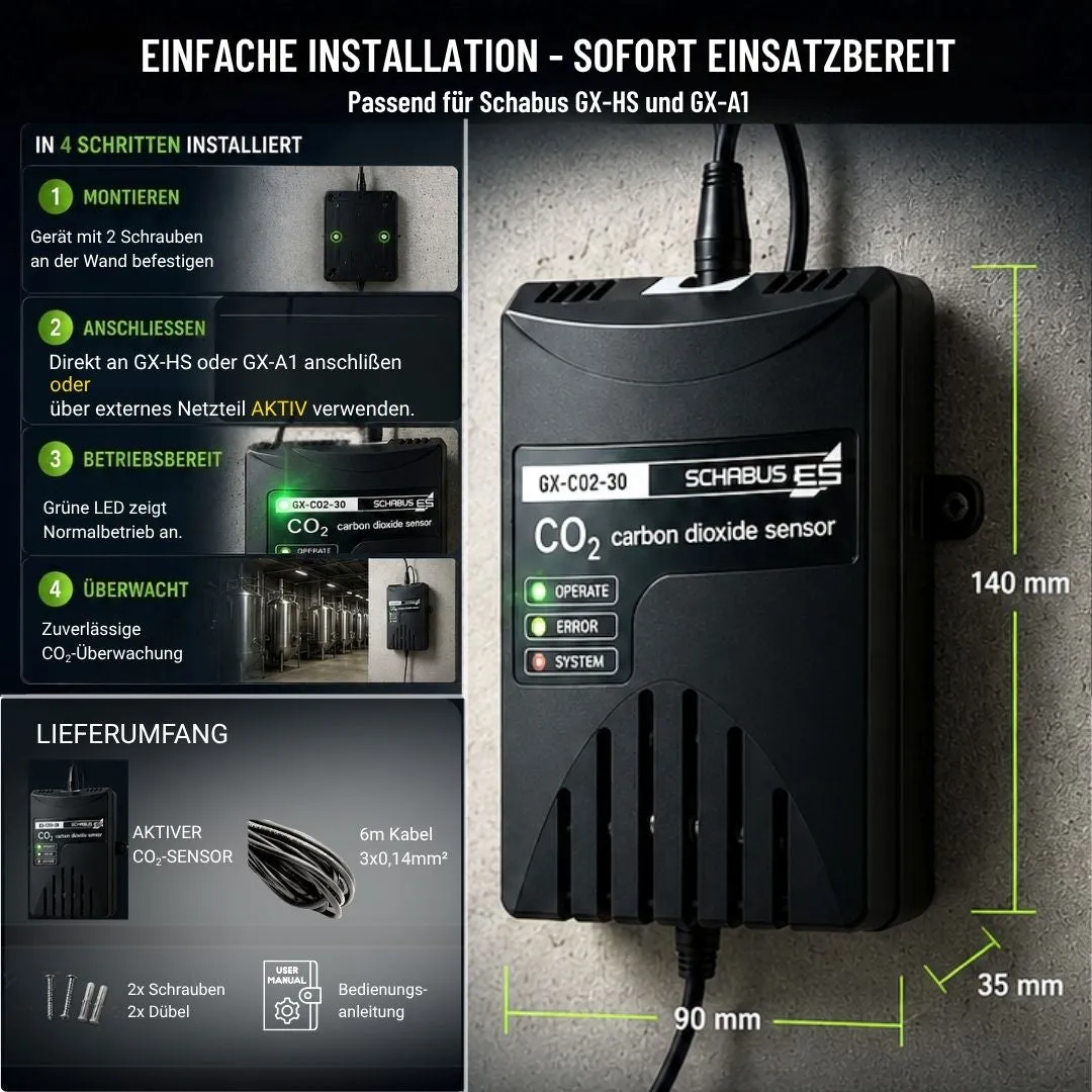 Schabus GX-CO2-30 CO2-sensor actieve gasmelder