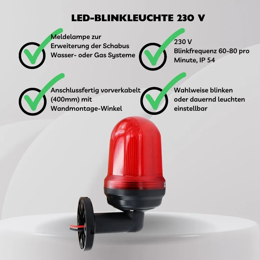Schabus LED-knipperlicht 230V met muurbeugel IP65