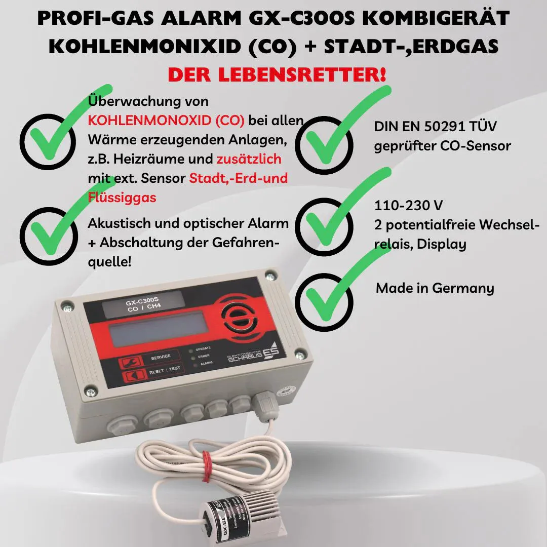 Schabus GX-C300S CO- en gasmelder met externe sensor