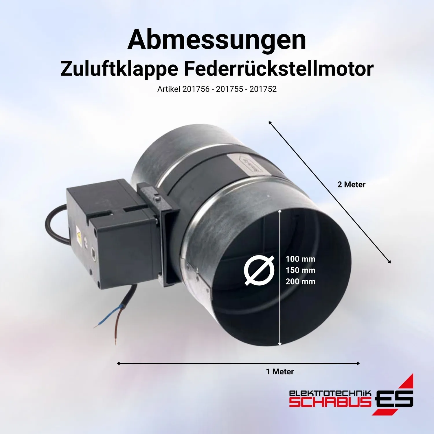 Schabus KZS 200 zuluftklep met veerretourmotor