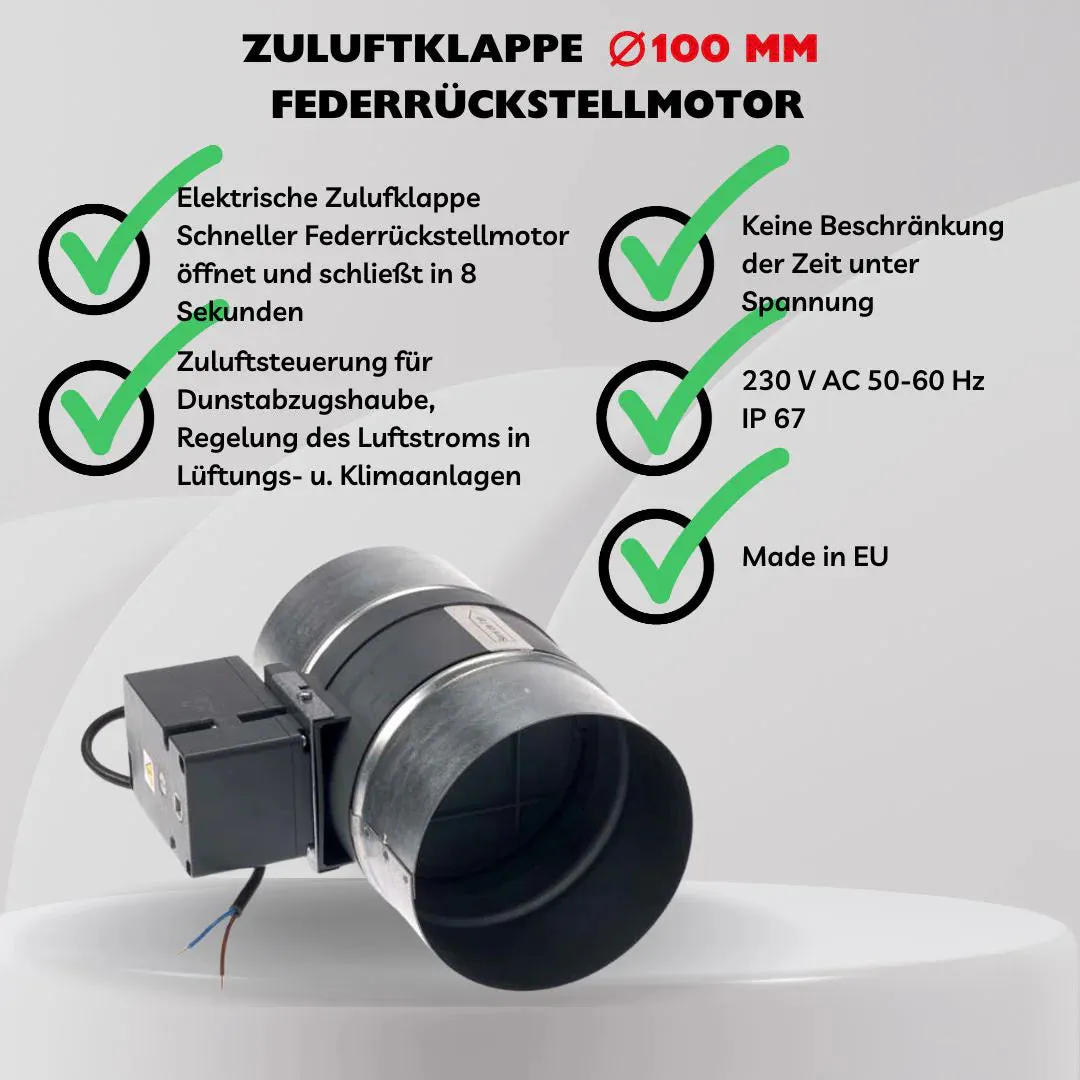 Schabus KZS 200 zuluftklep met veerretourmotor