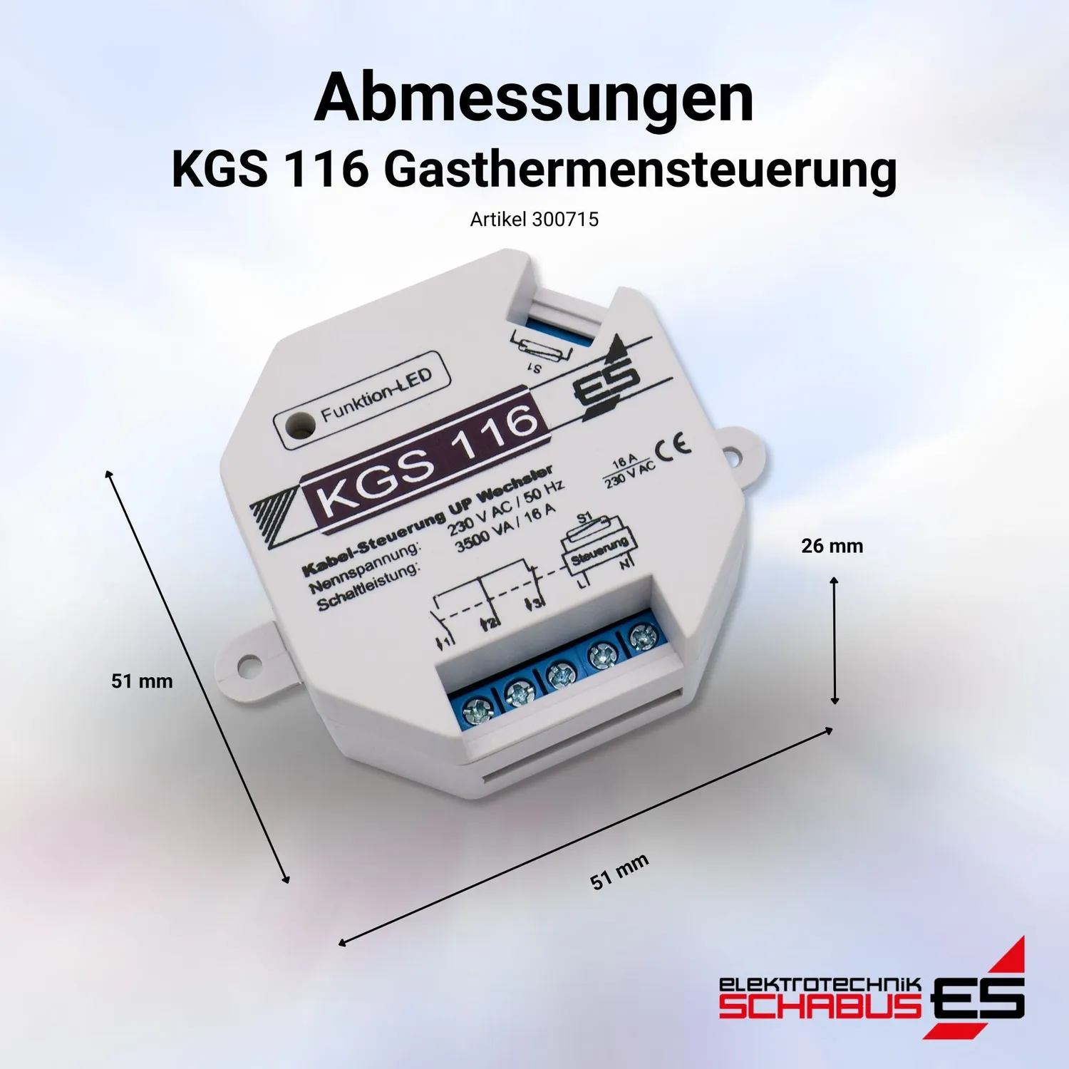 Schabus KGS 116 afzuigbesturing bedraad gastherme