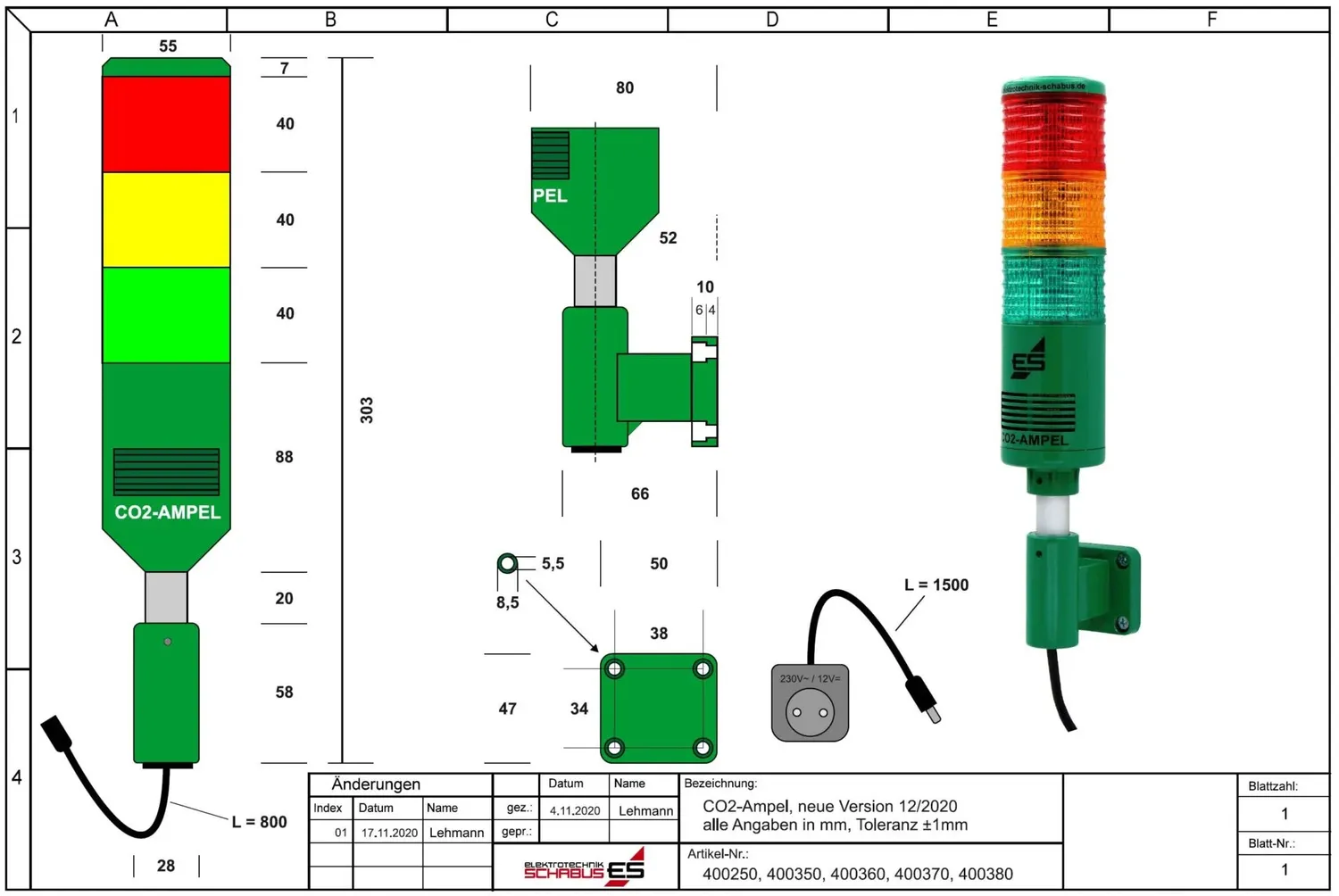 Schabus Office CO2-meter luchtkwaliteitsindicator kantoor