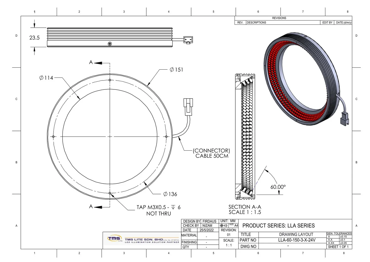 IoLite-vision LLA-60-150-3 low-angle LED-lijn