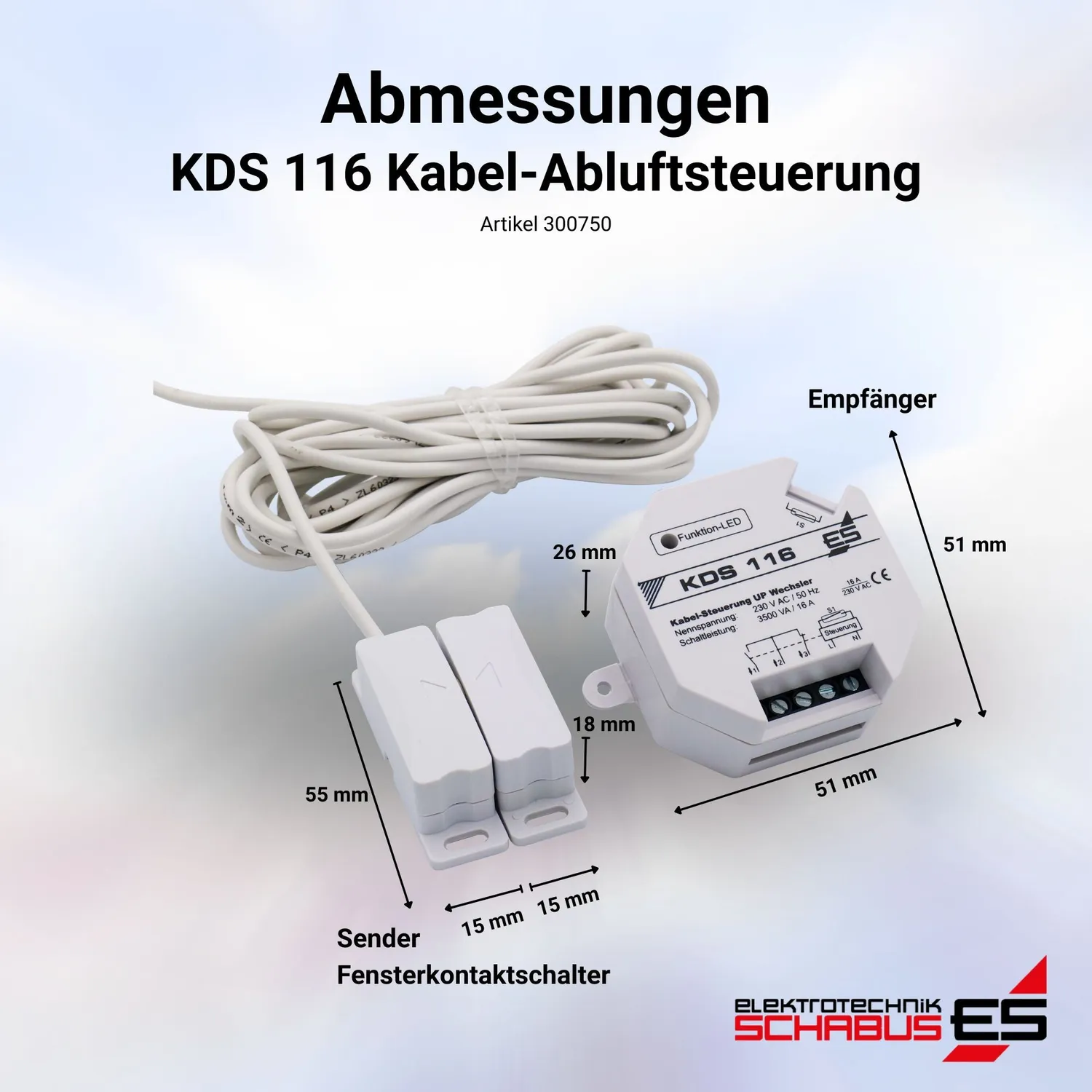 Schabus KDS 116 afzuigbesturing 16A 2300W kabel