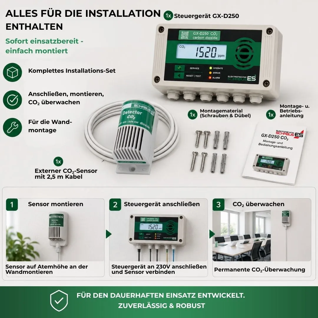 Schabus GX-D250 CO₂-melder voor woon- en kantoorruimtes