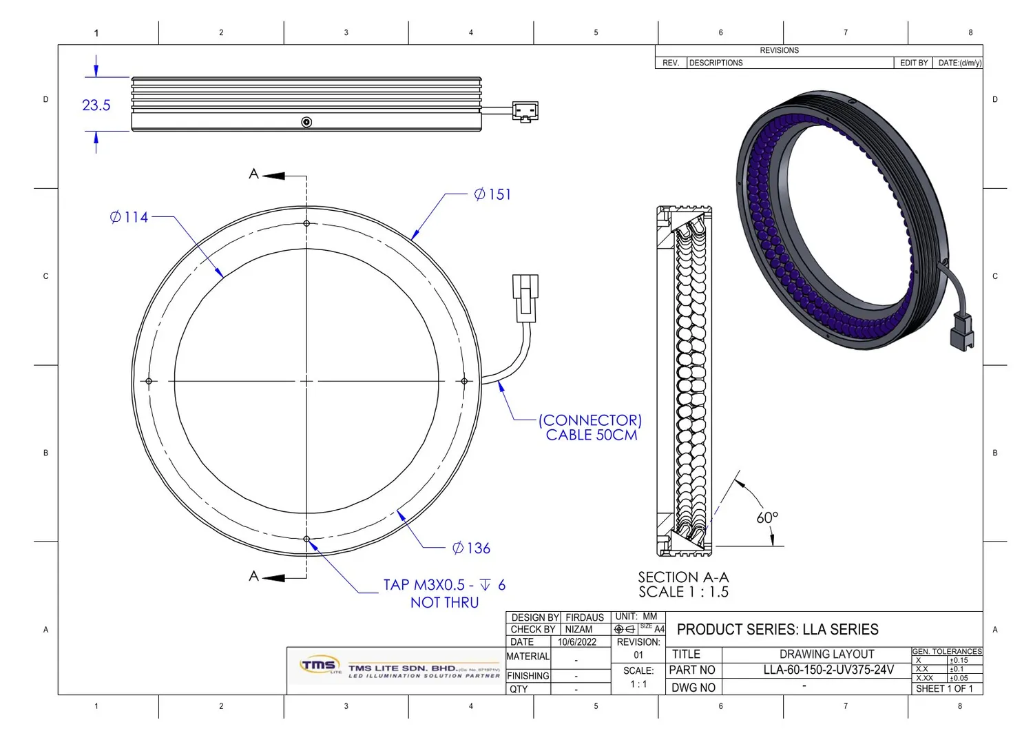 IoLite-vision LLA LLA-60-150-2-UV375 UV verlichting