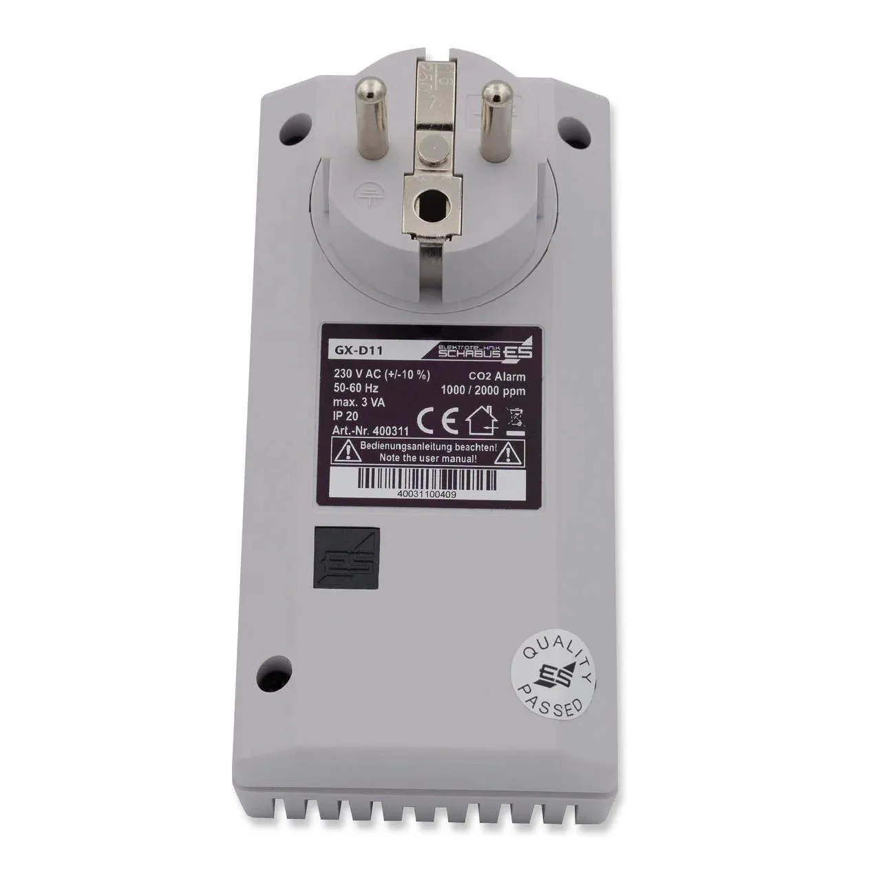 Schabus GX-D11 CO2-meter voor stopcontact met LED-alarm