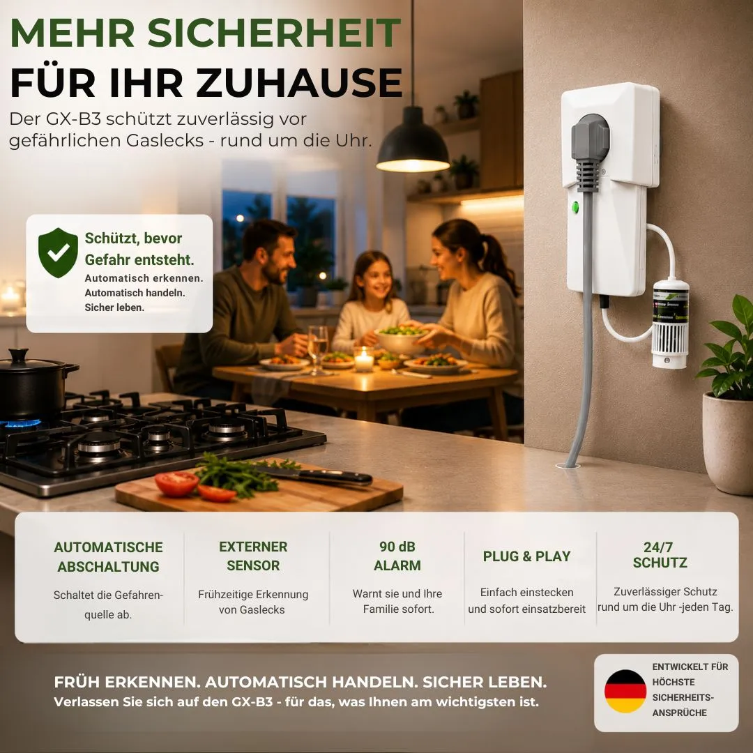 Schabus GX-B3 gasmelder 230 V met automatische afsluiting