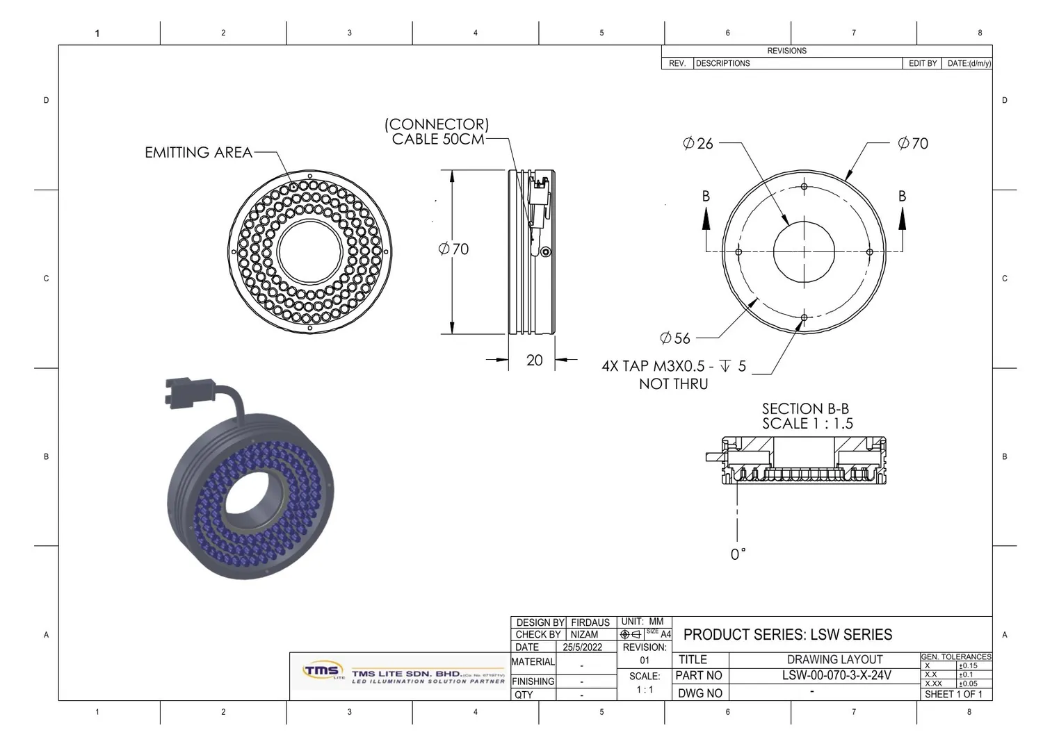 IoLite-vision LSW-00-070-3 LED-ringverlichting